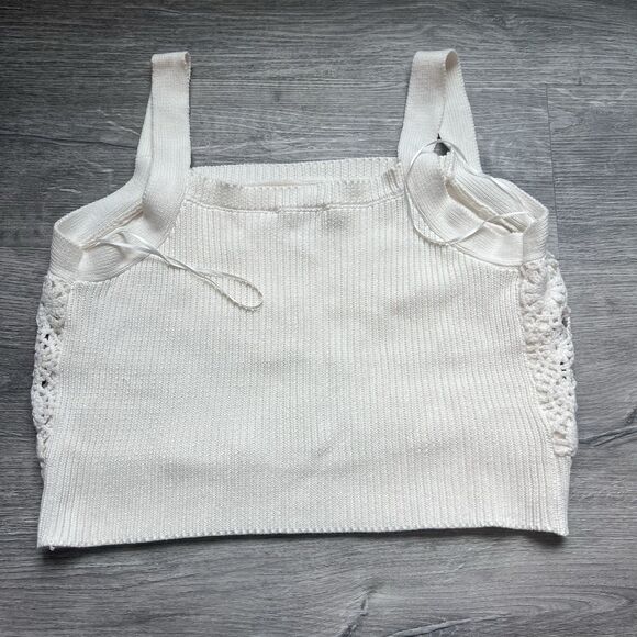 House of Harlow 1960 Womens Crochet Knit Crop Top cream boho revolve NWOT Large - Picture 6 of 7